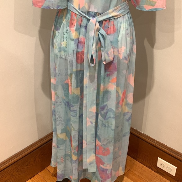 NWOT Annabelle 87 Blue Patterned Full Length Wrap Dress, Uk Size 3 - Picture 3 of 8